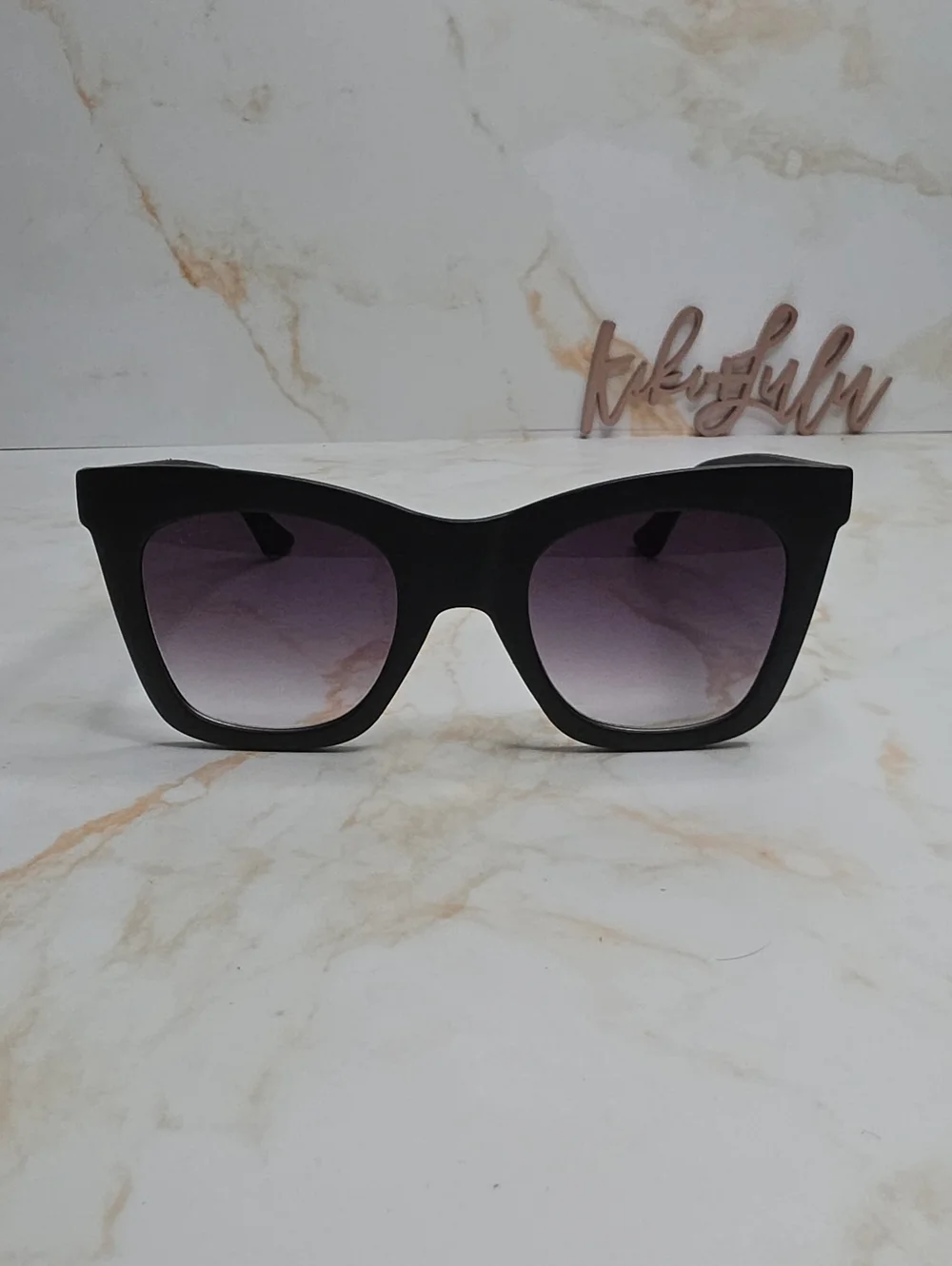Diff Talia Black Oversized Square Sunglasses with Gradient Lenses